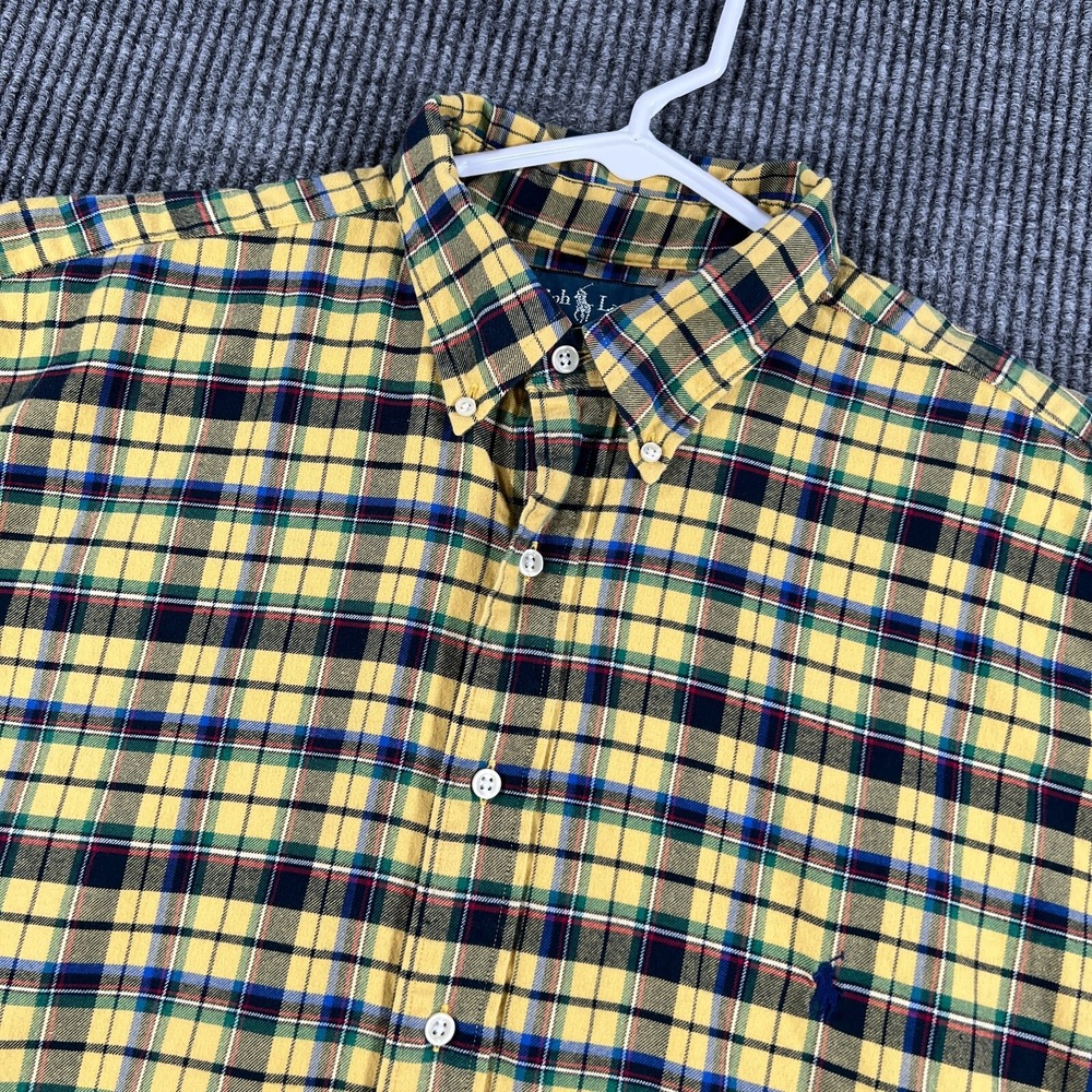 Ralph Lauren Shirt Mens XLT Extra Large Tall Yellow Plaid Long Sleeve Button